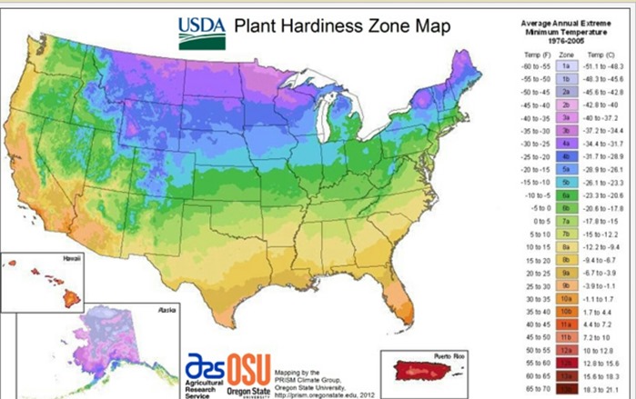 USA Gardening Zones Map